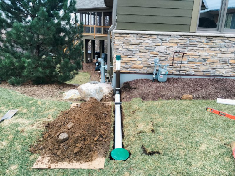 Underground downspout diverter installation
