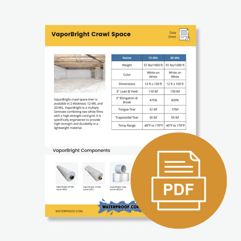 VaporBright Crawl space spec sheet
