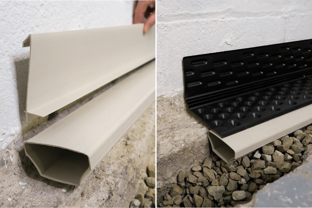 Installing fast track basement waterproofing system 