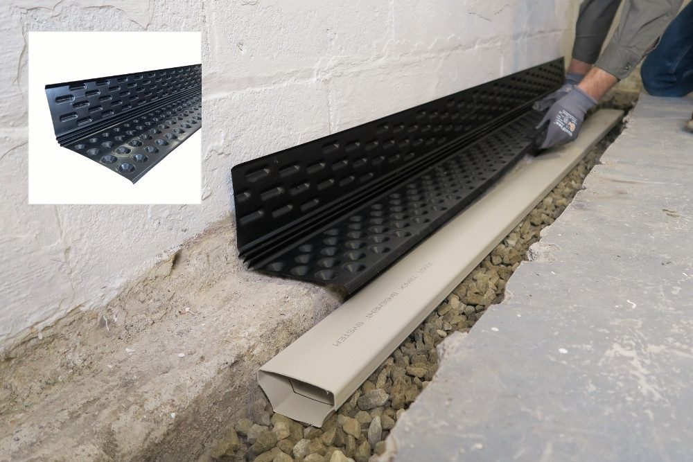 Drain-EzeBasementWaterproofingSystem Drain-Eze XL basement waterproofing dimple footer board