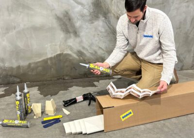 Do it yourself basement waterproofing system dries up wet basement without busting up concrete floor